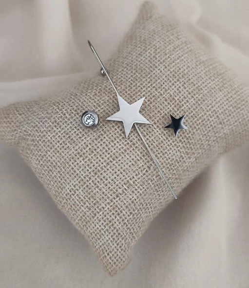 Kıkırdak Küpe Set Kararmaz Çelik 316L Lüks Kadın Küpe 16990 - 3