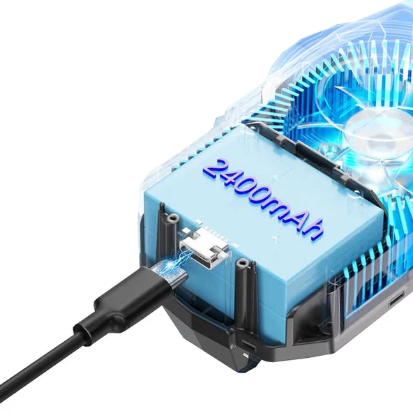 Sprange SRMC4 Radyatörlü Rgb Ledli Şarjlı Bataryalı Telefon Soğutucu Fan - 6