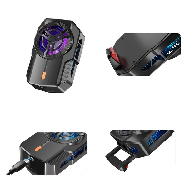 Sprange SRMC4 Radyatörlü Rgb Ledli Şarjlı Bataryalı Telefon Soğutucu Fan - 7