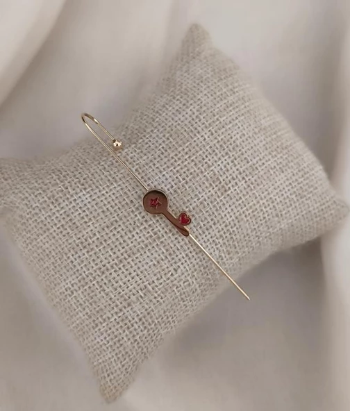 Kıkırdak Küpe Kararmaz Çelik 316L Lüks Kadın Küpe Renk Sarı - 3