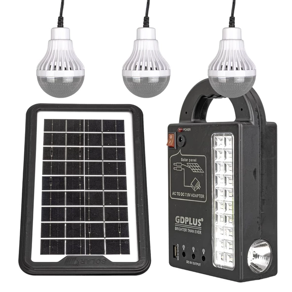Powermaster GD-999 Güneş Güneş Enerji Panelli Solar Aydınlatma 3 Lambalı Powerbank Özellikli Kamp Lambası Aydınlatma