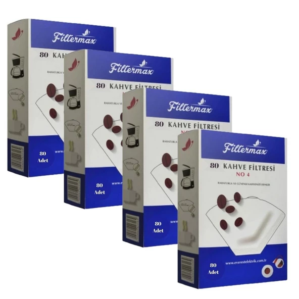 Filtermax 4 Numara Filtre Kahve Kağıdı 4 x 80 Adet