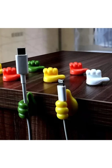 Karışık Renk Başparmak Kablo Tutucu Yapışkanlı Diş Fırçası Anahtarlık Bitki Dal Tutucu Askı 10 Adet - 2