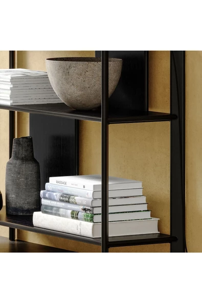 Jattesta Yan Sehpa, Dekoratif Bambu Sehpa Siyah Renk 95x30 cm - 5