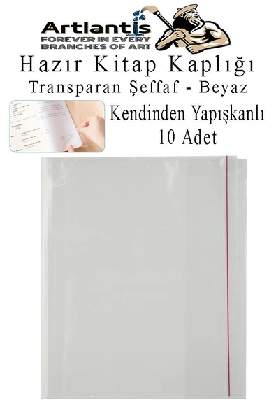 Hazır Kitap Kaplığı Şeffaf Buzlu Beyaz 10 Adet 1 Paket Cırtlı Ayarlanabilir Kendinde Yapışkanlı Kaplık Okul Sınıf