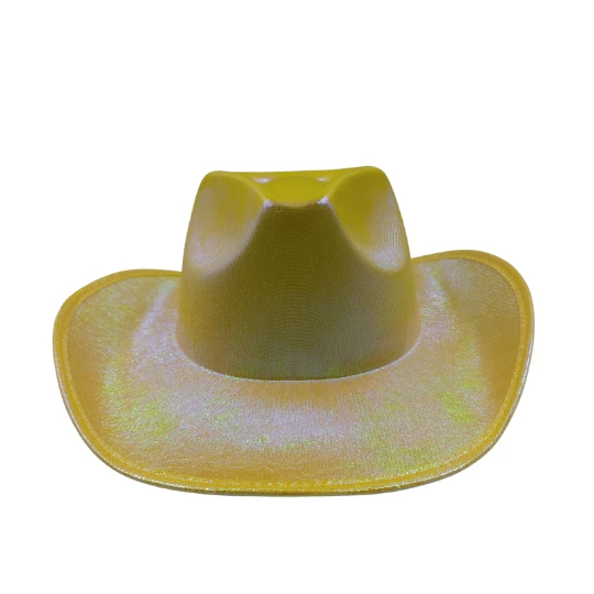Sarı Neon Hologramlı Kovboy Şapka 32x39x14 cm