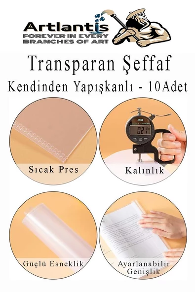 Hazır Defter Kaplığı Şeffaf Buzlu Sarı A4 10 Adet 1 Paket Cırtlı Ayarlanabilir Kendinde Yapışkanlı Kaplık Okul Sınıf - 5