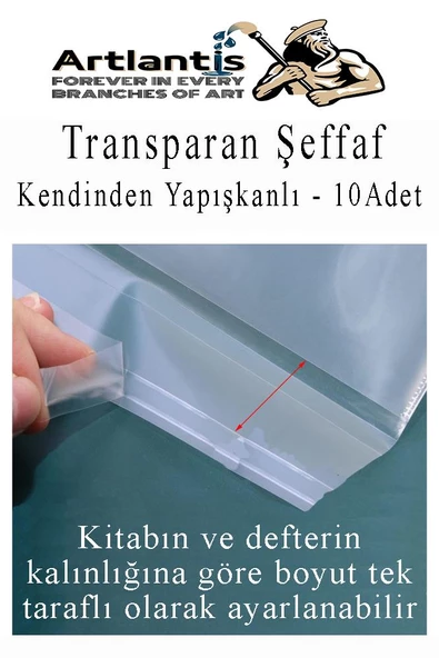 Hazır Defter Kaplığı Şeffaf Buzlu Sarı A4 10 Adet 1 Paket Cırtlı Ayarlanabilir Kendinde Yapışkanlı Kaplık Okul Sınıf - 3