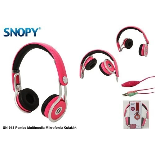 Snopy SN-913 Pembe Multimedia Mikrofonlu Kulaklık - 4