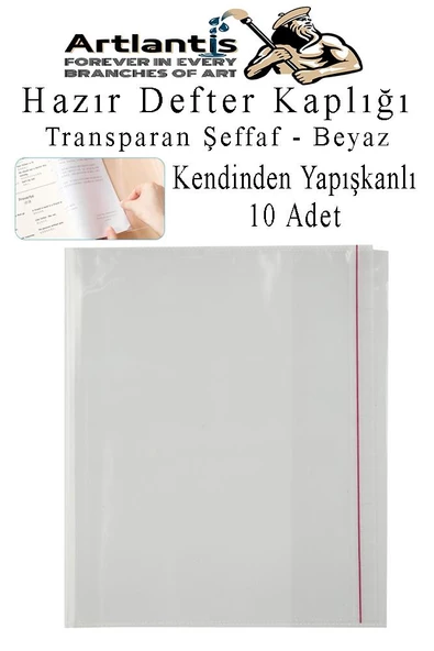 Hazır Defter Kaplığı Şeffaf Buzlu Beyaz A4 10 Adet 1 Paket Cırtlı Ayarlanabilir Kendinde Yapışkanlı Kaplık Okul Sınıf