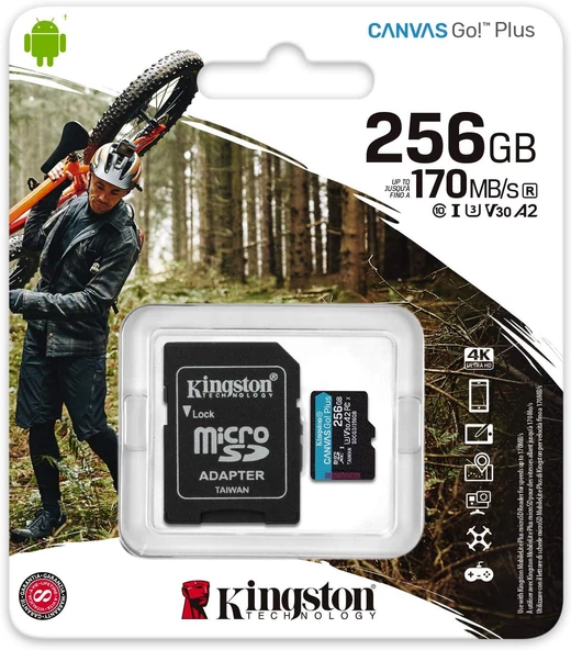 Kingston Canvas Go Plus SDCG3/256GB Class10 UHS-I U3 A2 V30 256 GB Micro SD Kart - 3