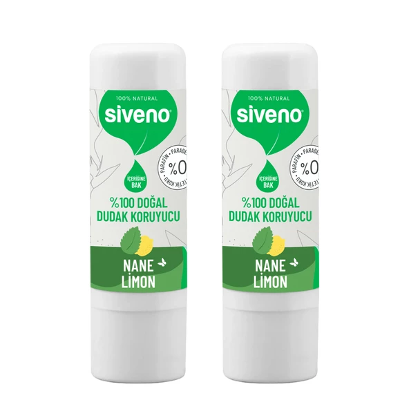 Siveno %100 Doğal Dudak Koruyucu Nane & Limon Lipbalm Krem Nemlendirici Parlatıcı Onarıcı 6 G X2 Adet - Resim 2