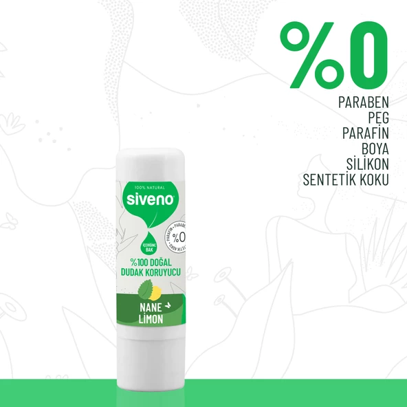 Siveno %100 Doğal Dudak Koruyucu Nane & Limon Lipbalm Krem Nemlendirici Parlatıcı Onarıcı 6 G X2 Adet - Resim 3