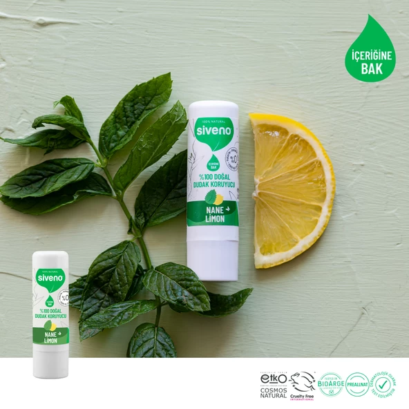 Siveno %100 Doğal Dudak Koruyucu Nane & Limon Lipbalm Krem Nemlendirici Parlatıcı Onarıcı 6 G X2 Adet - Resim 5