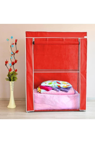 Burak Çelik Borulu Kırmızı Yorgan Hurcu Bez Dolap Yüklük Gardırop