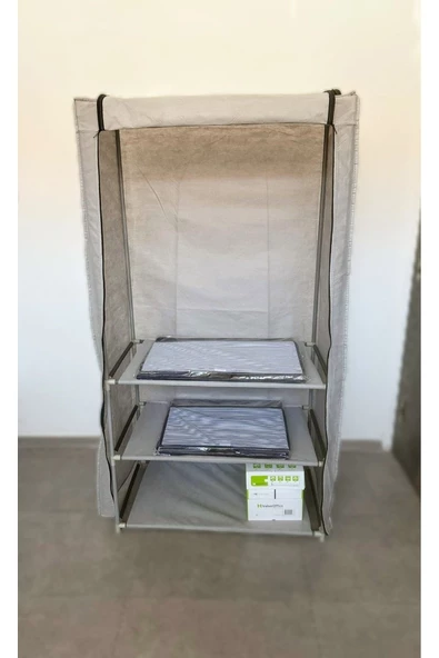 Burak Çok Amaçlı Askılı Portatif Bez Gardrop Gri - 2