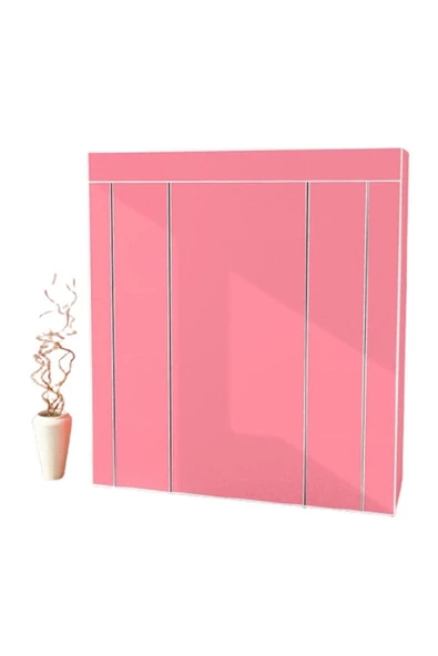 YükselenTicaret Güçlendirilmiş Çelik Profilli 12 Raf+60 Cm Askılık Çift Yandan Raflı Bez Dolap - 2