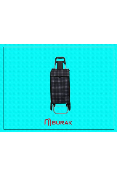 Burak Pazar Arabası Düz Kulp Desenli Çantalı - 3