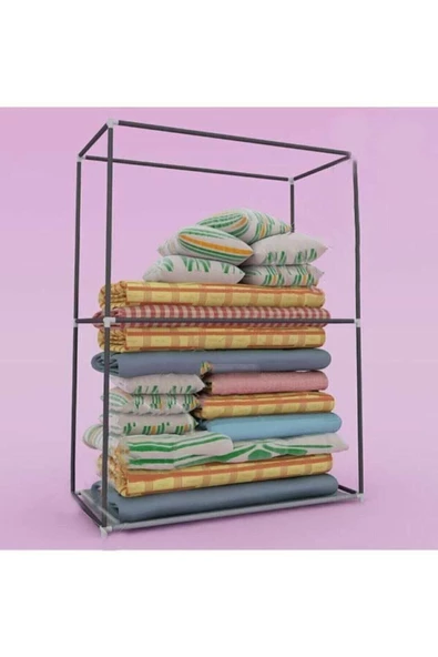 panayır Özel Tasarım Güçlendirilmiş Çelik Yapım Yorgan Hurcu Yüklük Saklama Dolabı Gri Renk Bezdolap - 2