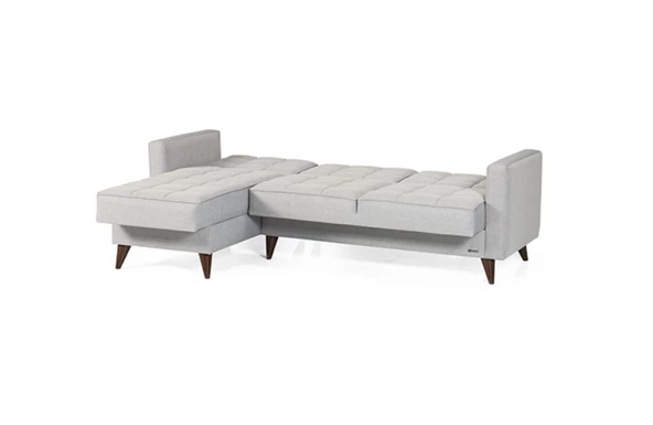 Vipa Orlando Mini Puflu Köşe Koltuk Takımı, R+2+P  Oturma Odası ve Salon İçin, Gri - 6