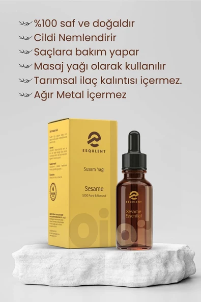 Esqulent %100 Saf Soğuk Sıkım Susam Yağı Cildi Temizler Ve Derinlemesine Besler Saçı Besler - 6