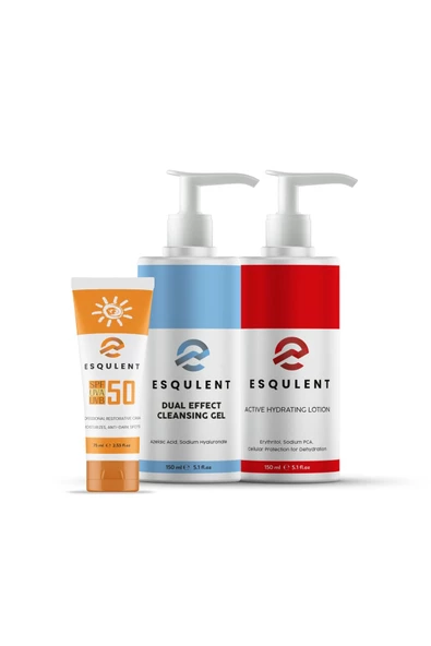 Esqulent 3'lü Cilt Bakım Seti (cilt Temizleyici, Cilt Nemlendirici, Güneş Kremi Spf 50+) - 4