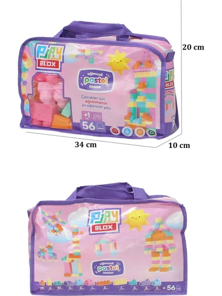 Asya Oyuncak Play Blox Pastal Yapı Bloklar Çantalı 56 Parça 2915 - 4