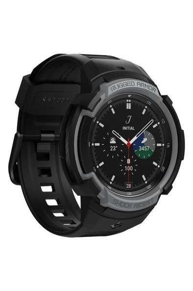 Galaxy Watch 4 Classic (46mm) Kılıf & Kordon Kayış Rugged Armor Pro Charcoal - ACS03652