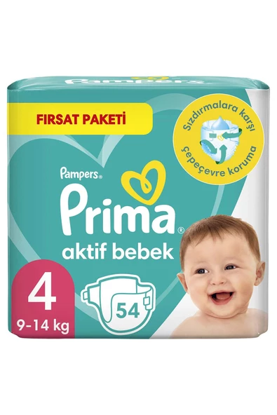 Prima Aktif 4 Numara Maxi 54'Lü Bebek Bezi