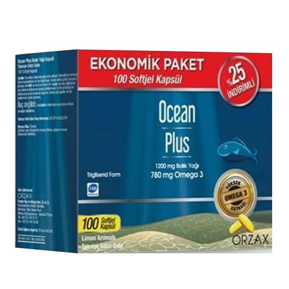 Ocean Plus % 25 İndirimli 1200 Mg Balık Yağı 100 Kapsül - Limon Aromalı