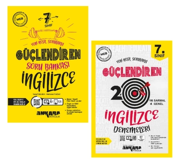 ANKARA YAYINCILIK 7. Sınıf İngilizce Güçlendiren Soru Bankası + Güçlendiren 20 Deneme