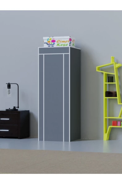 CimriKese 3 Bez Raflı, 40 cm Askılı, Plastik Profilli, Küçük Bez Dolap, Gardırop - 2