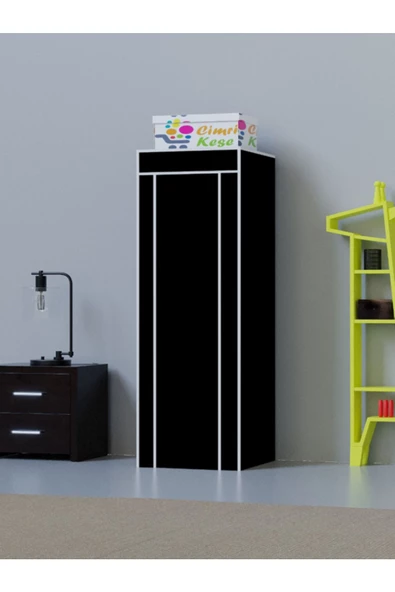 CimriKese 3 Bez Raflı, 40 cm Askılı, Plastik Profilli, Küçük Bez Dolap, Gardırop - 2
