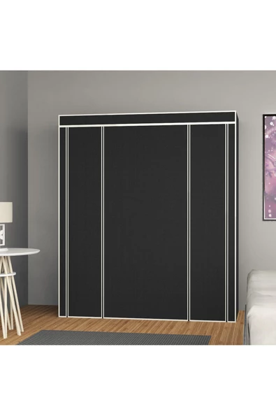 CimriKese Rigel Model, 13 Bez Raflı, 60 cm Askılı Plastik Profilli Bez Dolap, Gardırop - 2