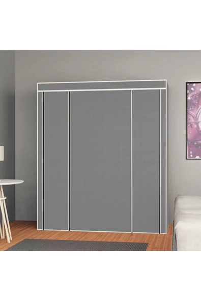 CimriKese Rigel Model, 13 Bez Raflı, 60 cm Askılı Plastik Profilli Bez Dolap, Gardırop - 2