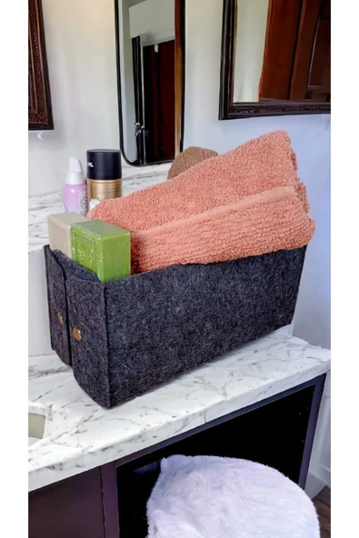 CimriKese Keçe Dikdörtgen Çıtçıtlı Organizer, Düzenleyici Kutu