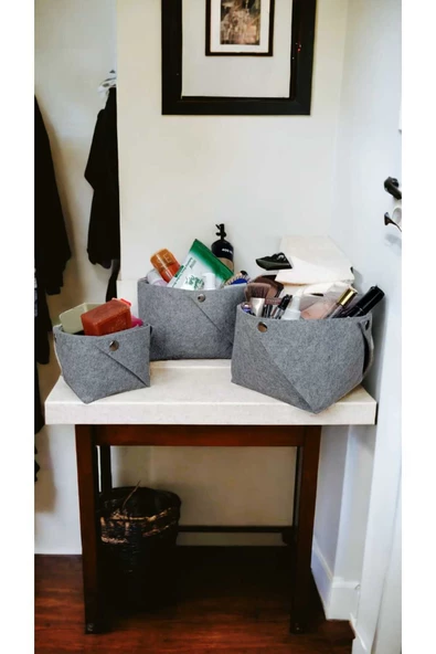 CimriKese 3'lü Keçe Mozaik Organizer Seti, Düzenleyici Kutu - 2