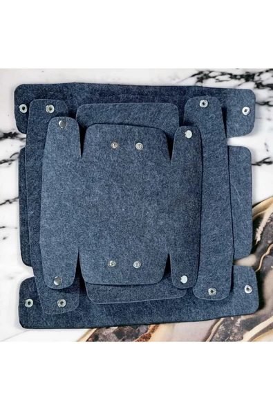 CimriKese 3'lü Keçe Sandal Organizer Set, Çıtçıtlı Düzenleyici Kutu - 3