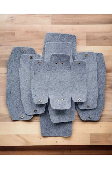 CimriKese 3'lü Keçe Çıtçıtlı Organizer, Dekoratif Kutu, Sepet - Resim 3