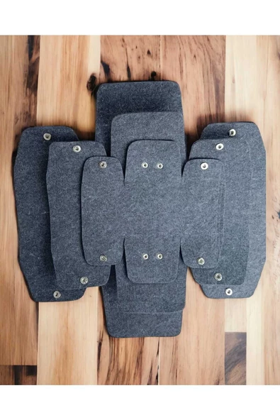 CimriKese 3'lü Keçe Çıtçıtlı Organizer, Dekoratif Kutu, Sepet - Resim 3