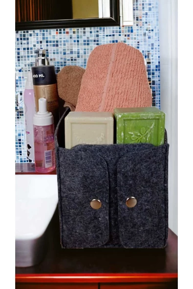 CimriKese Keçe Dikdörtgen Çıtçıtlı Organizer, Düzenleyici Kutu - 2