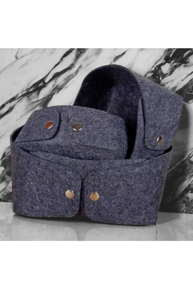 CimriKese 3'lü Keçe Sandal Organizer Set, Çıtçıtlı Düzenleyici Kutu - 2