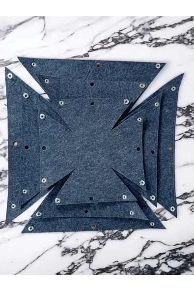 CimriKese 3'lü Keçe Mozaik Organizer Seti, Düzenleyici Kutu - 3