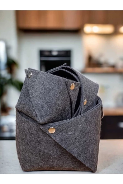 CimriKese 3'lü Keçe Mozaik Organizer Seti, Düzenleyici Kutu - 2