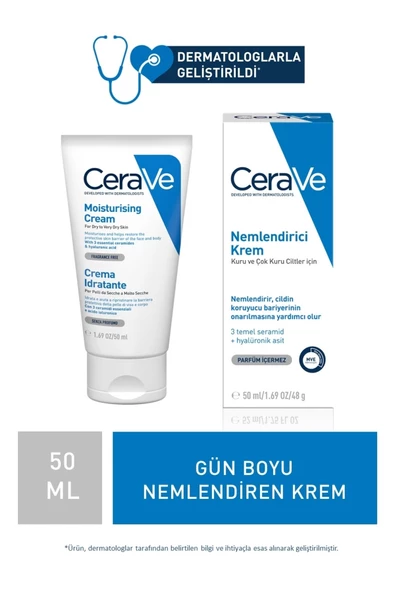 Cerave Nemlendici Krem Kuru Ciltler Seramid ve Hyalüronik Asit İçerikli Yüz Vücut 50ml