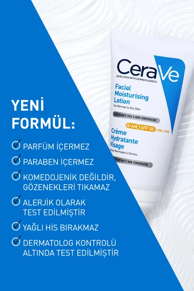 CeraVe Güneş Korumalı Nemlendirici Yüz Kremi Spf50+ 52ml - Resim 3