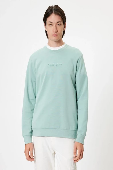 Koton Bisiklet Yaka Sweatshirt Slogan Baskılı Uzun Kollu Pamuklu - 3