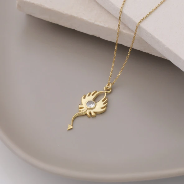 925 Ayar Gümüş Taşlı Vatoz Kolye - Resim 4