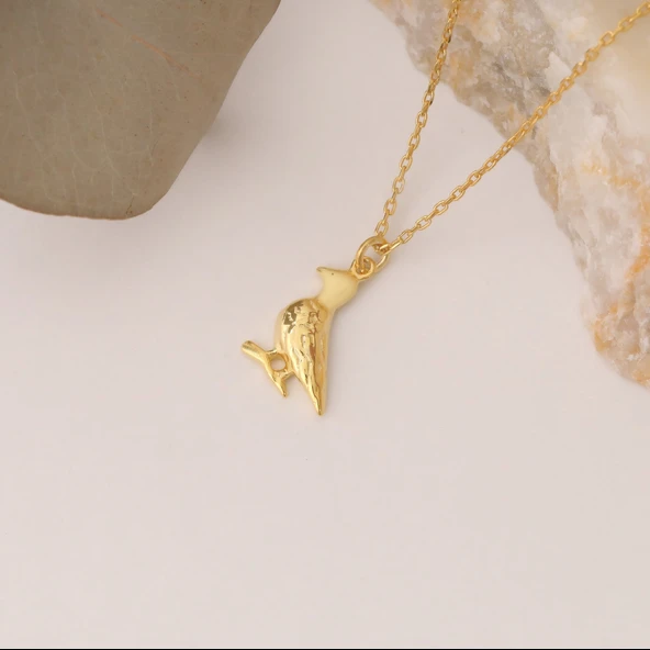 925 Ayar Gümüş Ördek kolye - Resim 4