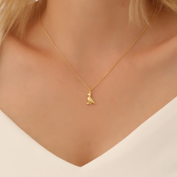 925 Ayar Gümüş Ördek kolye - Resim 3